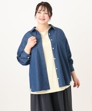 OLBDA03099 eur3(エウルキューブ) 【大きいサイズ】デニムシャツ ネイビー(57)