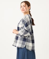 OLBEA04079 eur3(エウルキューブ) 【大きいサイズ】パッチワーク風コットンブラウス ネイビー(57)