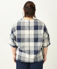 OLBEA04079 eur3(エウルキューブ) 【大きいサイズ】パッチワーク風コットンブラウス ネイビー(57)