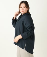 OLBEA31099 eur3(エウルキューブ) 【大きいサイズ】フィブリルサテンドロップショルダーシャツ ネイビー(57)