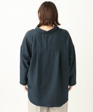 OLBEA31099 eur3(エウルキューブ) 【大きいサイズ】フィブリルサテンドロップショルダーシャツ ネイビー(57)