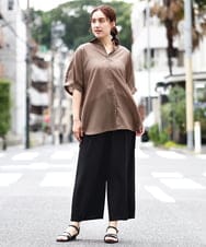 OLBIV45079 eur3(エウルキューブ) 【大きいサイズ/a.v.v×eur3】接触冷感シアーブラウス モカ(84)