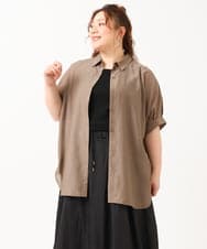 OLBIV45079 eur3(エウルキューブ) 【大きいサイズ/a.v.v×eur3】接触冷感シアーブラウス モカ(84)