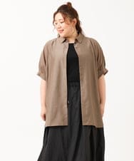 OLBIV45079 eur3(エウルキューブ) 【大きいサイズ/a.v.v×eur3】接触冷感シアーブラウス モカ(84)