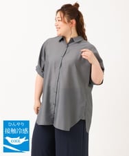 OLBIV45079 eur3(エウルキューブ) 【大きいサイズ/a.v.v×eur3】接触冷感シアーブラウス ダークグレー(93)