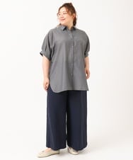 OLBIV45079 eur3(エウルキューブ) 【大きいサイズ/a.v.v×eur3】接触冷感シアーブラウス ダークグレー(93)