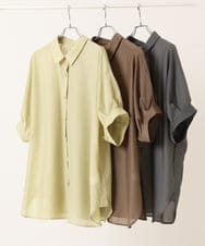 OLBIV45079 eur3(エウルキューブ) 【大きいサイズ/a.v.v×eur3】接触冷感シアーブラウス ダークグレー(93)