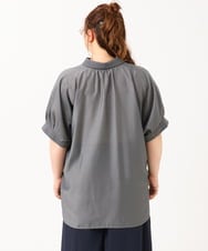 OLBIV45079 eur3(エウルキューブ) 【大きいサイズ/a.v.v×eur3】接触冷感シアーブラウス ダークグレー(93)