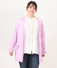 OLCDA03099 eur3(エウルキューブ) 【大きいサイズ】Vネックロングカーディガン ライトピンク(01)