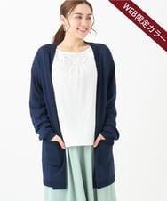 OLCDA03099 eur3(エウルキューブ) 【大きいサイズ】Vネックロングカーディガン ネイビー(57)（WEB限定カラー）