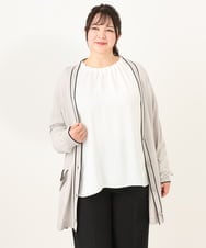 OLCDA03099 eur3(エウルキューブ) 【大きいサイズ】Vネックロングカーディガン ベージュ(82)