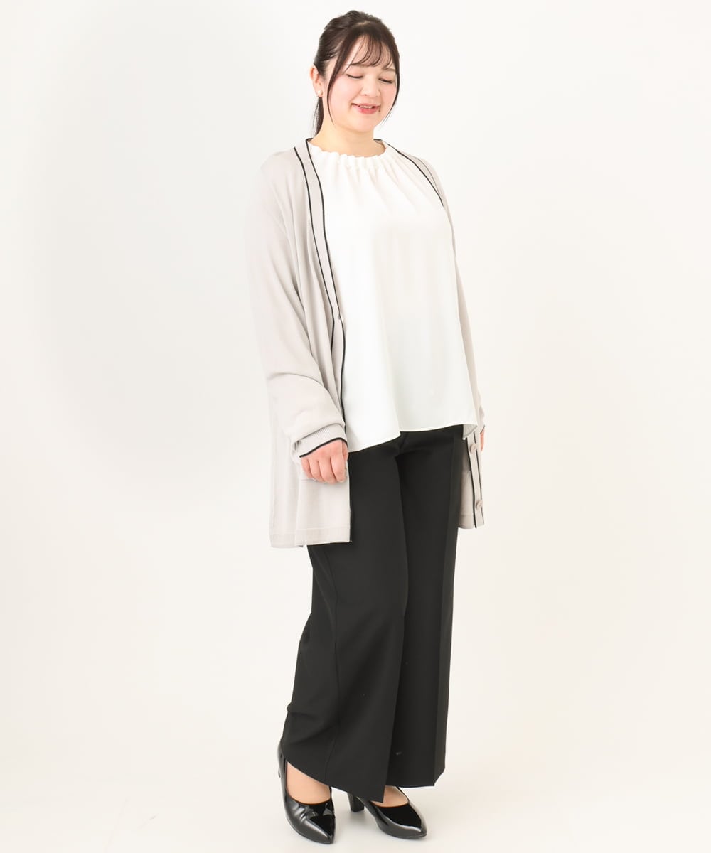 OLCDA03099 eur3(エウルキューブ) 【大きいサイズ】Vネックロングカーディガン ベージュ(82)