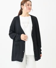 OLCDA03099 eur3(エウルキューブ) 【大きいサイズ】Vネックロングカーディガン ブラック(94)