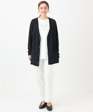 OLCDA03099 eur3(エウルキューブ) 【大きいサイズ】Vネックロングカーディガン ブラック(94)