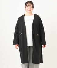 OLCDA19099 eur3(エウルキューブ) 【大きいサイズ】カットジョーゼットロングアウター ブラック(94)