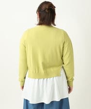 OLCEA07099 eur3(エウルキューブ) 【大きいサイズ】異素材コンビカーディガン ライトグリーン(30)