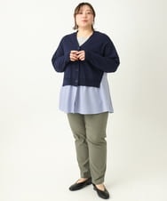 OLCEA07099 eur3(エウルキューブ) 【大きいサイズ】異素材コンビカーディガン ネイビー(57)