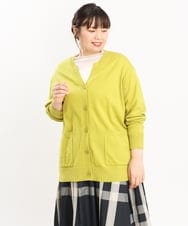 OLCKS05089 eur3(エウルキューブ) 【大きいサイズ】スリットネックカーディガン ライトグリーン(30)