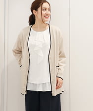 OLCKV07089 eur3(エウルキューブ) 【大きいサイズ】Vネックドロップショルダーカーディガン ベージュ(82)