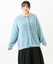 OLCLV02129 eur3(エウルキューブ) 【大きいサイズ】ヘアリーニットジャケット ライトブルー(50)