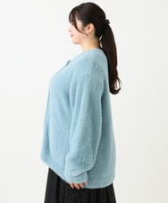 OLCLV02129 eur3(エウルキューブ) 【大きいサイズ】ヘアリーニットジャケット ライトブルー(50)