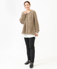 OLCLV02129 eur3(エウルキューブ) 【大きいサイズ】ヘアリーニットジャケット モカ(84)