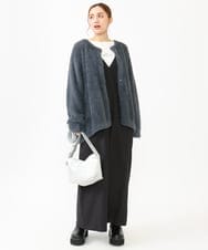 OLCLV02129 eur3(エウルキューブ) 【大きいサイズ】ヘアリーニットジャケット ダークグレー(93)