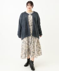 OLCLV02129 eur3(エウルキューブ) 【大きいサイズ】ヘアリーニットジャケット ダークグレー(93)