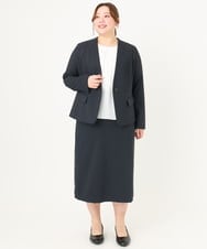 OLDDA01199 eur3(エウルキューブ) 【WEB先行販売】【大きいサイズ/11号サイズあり/セットアップ対応】Wクロスストレッチノーカラージャケット ネイビー(57)