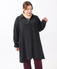 OLEAA12119 eur3(エウルキューブ) 【WEB先行販売】【大きいサイズ】バックリボンシャツチュニック ブラック(94)