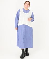 OLECA05149 eur3(エウルキューブ) 【大きいサイズ】ビスチェ×シャツワンピースセット ブルー(55)