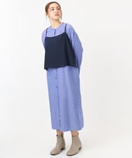 OLECA05149 eur3(エウルキューブ) 【大きいサイズ】ビスチェ×シャツワンピースセット ブルー(55)