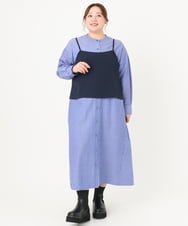 OLECA05149 eur3(エウルキューブ) 【大きいサイズ】ビスチェ×シャツワンピースセット ブルー(55)