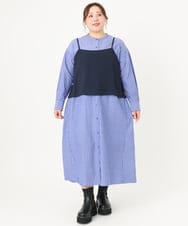 OLECA05149 eur3(エウルキューブ) 【大きいサイズ】ビスチェ×シャツワンピースセット ブルー(55)