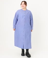 OLECA05149 eur3(エウルキューブ) 【大きいサイズ】ビスチェ×シャツワンピースセット ブルー(55)