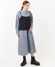 OLECA05149 eur3(エウルキューブ) 【大きいサイズ】ビスチェ×シャツワンピースセット ネイビー(57)