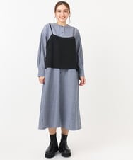 OLECA05149 eur3(エウルキューブ) 【大きいサイズ】ビスチェ×シャツワンピースセット ネイビー(57)