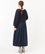 OLECA08129 eur3(エウルキューブ) 【大きいサイズ】シャーリングコンビワンピース ネイビー(57)（WEB限定カラー）