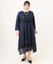 OLEDA09249 eur3(エウルキューブ) 【大きいサイズ】イレヘムレースドレス ネイビー(57)