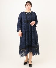 OLEDA09249 eur3(エウルキューブ) 【大きいサイズ】イレヘムレースドレス ネイビー(57)