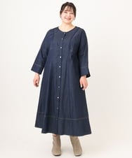 OLEDA10149 eur3(エウルキューブ) 【WEB先行販売】【大きいサイズ】パイピングワンピース ネイビー(57)