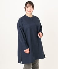 OLEDA11109 eur3(エウルキューブ) 【WEB先行販売】【大きいサイズ】ストライプシャツチュニック　 ネイビー(57)