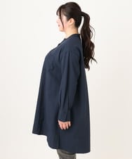 OLEDA11109 eur3(エウルキューブ) 【WEB先行販売】【大きいサイズ】ストライプシャツチュニック　 ネイビー(57)