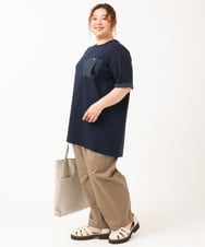 OLEIV41089 eur3(エウルキューブ) 【大きいサイズ】胸ポケット付きTシャツチュニック ネイビー(57)