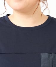 OLEIV41089 eur3(エウルキューブ) 【大きいサイズ】胸ポケット付きTシャツチュニック ネイビー(57)