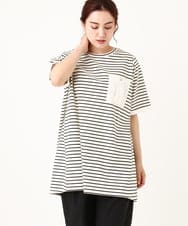 OLEIV41089 eur3(エウルキューブ) 【大きいサイズ】胸ポケット付きTシャツチュニック アイボリー(80)