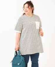 OLEIV41089 eur3(エウルキューブ) 【大きいサイズ】胸ポケット付きTシャツチュニック アイボリー(80)