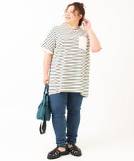 OLEIV41089 eur3(エウルキューブ) 【大きいサイズ】胸ポケット付きTシャツチュニック アイボリー(80)