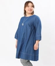 OLEJS04099 eur3(エウルキューブ) 【大きいサイズ】デニムチュニック ブルー(55)