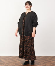 OLEJV21109 eur3(エウルキューブ) 【大きいサイズ/LAVEANGE×eur3】スリットネックワンピース ブラウン(87）